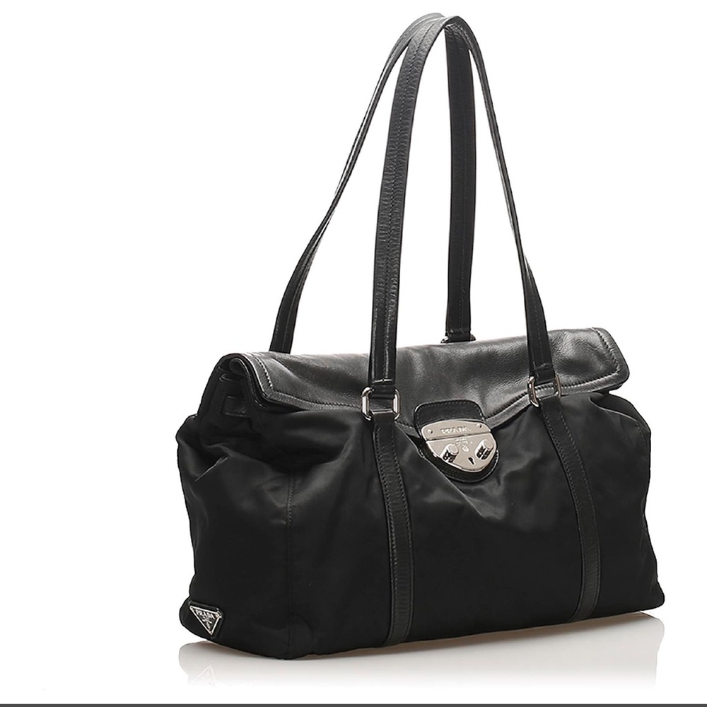 Prada Black Nylon and Leather Shoulder Bag